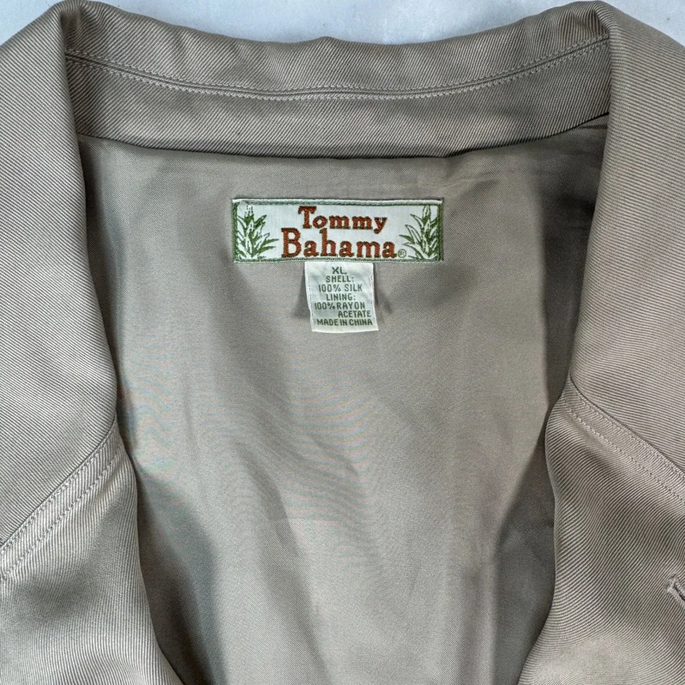 Tommy Bahama 100% Silk Sport Coat Blazer Men's XL Khaki 3 Button Casual